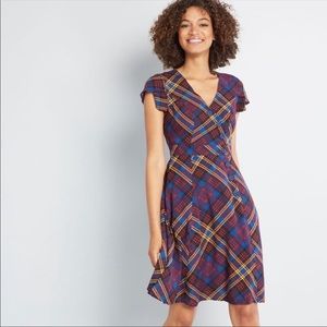 ModCloth Sentimental Special Button front Plaid dress